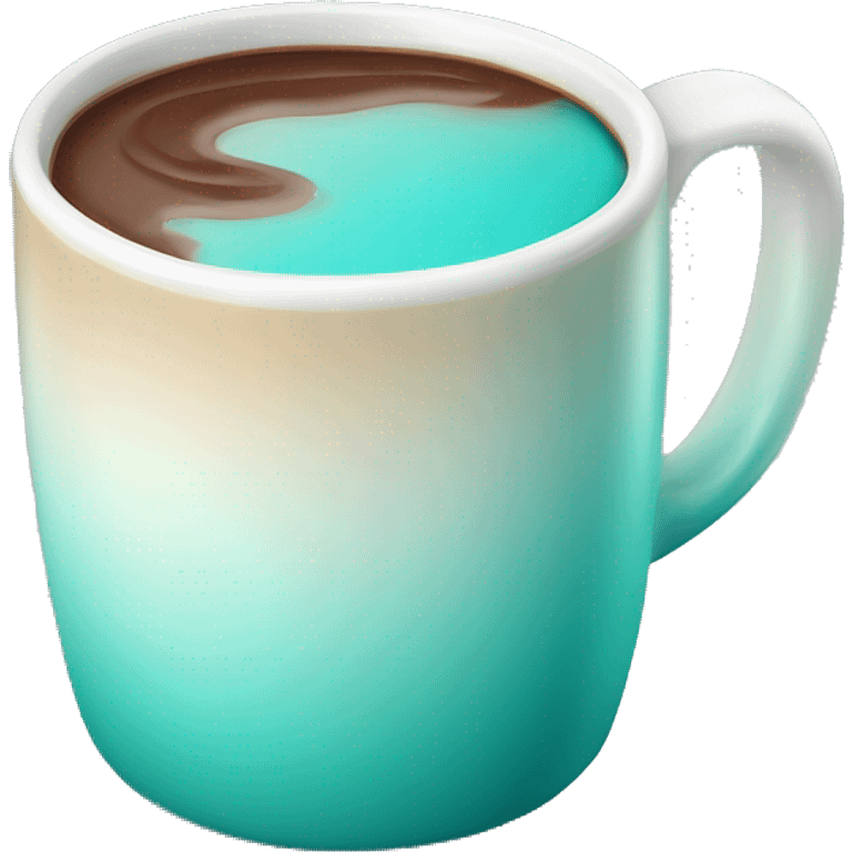 Realistic isolated gradient light teal hot chocolate mug. emoji