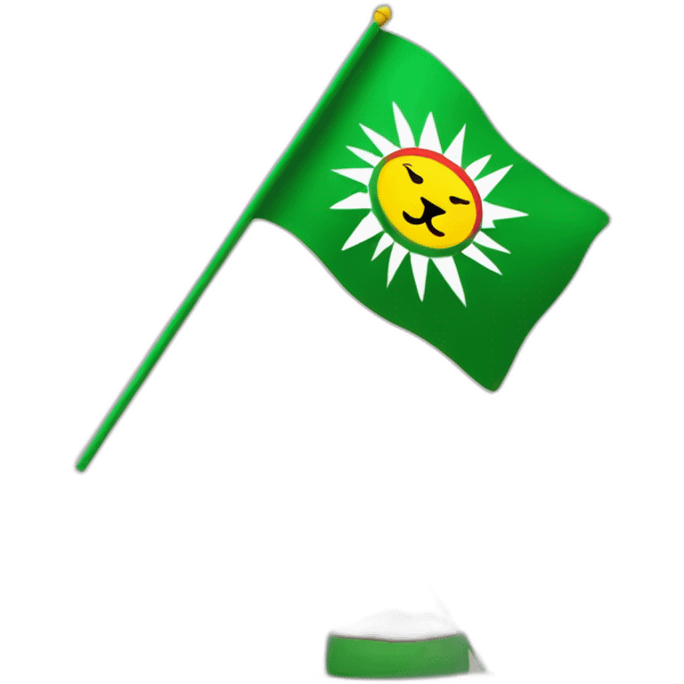 Green white red flag with lion and sun emblem in the middle emoji