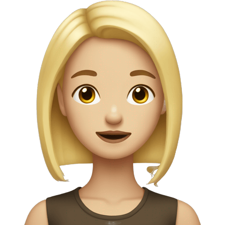 A girl with blonde hair, and a mole on her left cheek  emoji