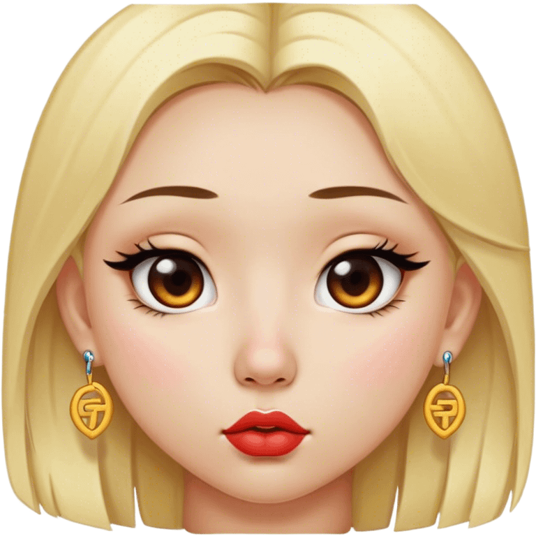 Girl with blonde hair piercing on the nose thick lips and Chinese eyes emoji