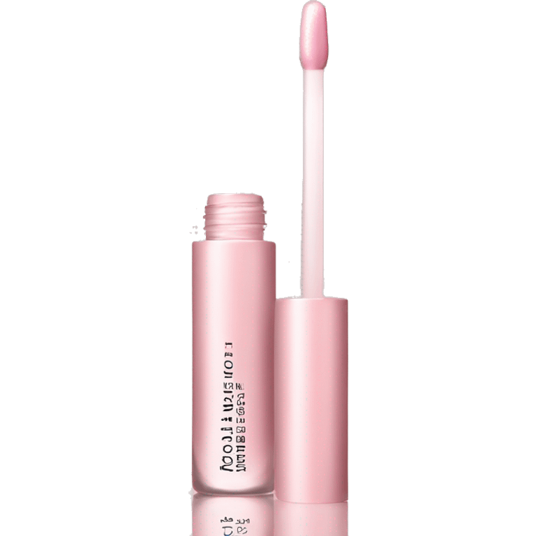 , pastel pink lip oil bottle with a subtle shimmer, giving off a luxurious and hydrating vibe. The bottle is slightly translucent with a soft pink hue emoji