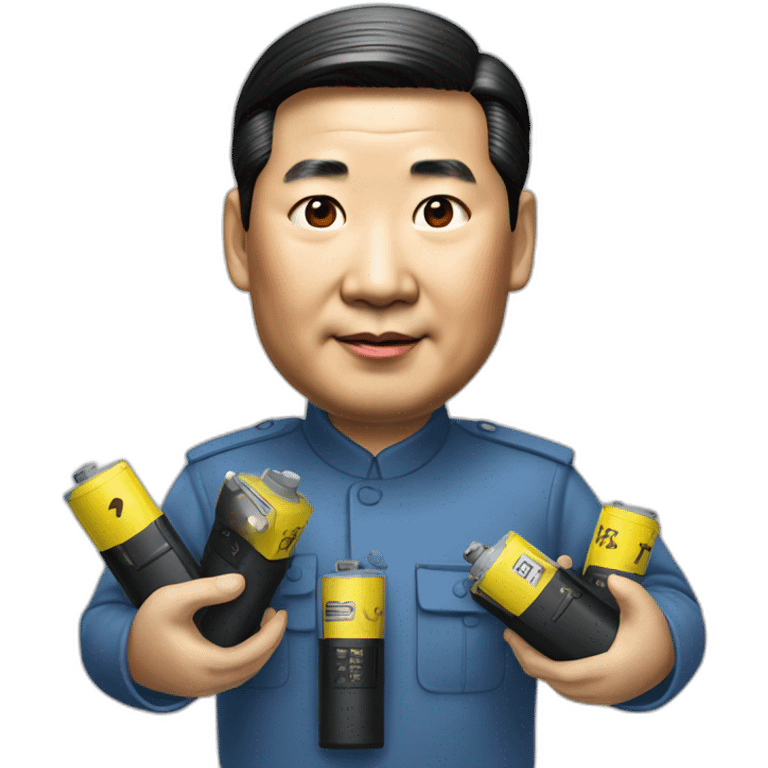 Xi Jinping holding batteries emoji