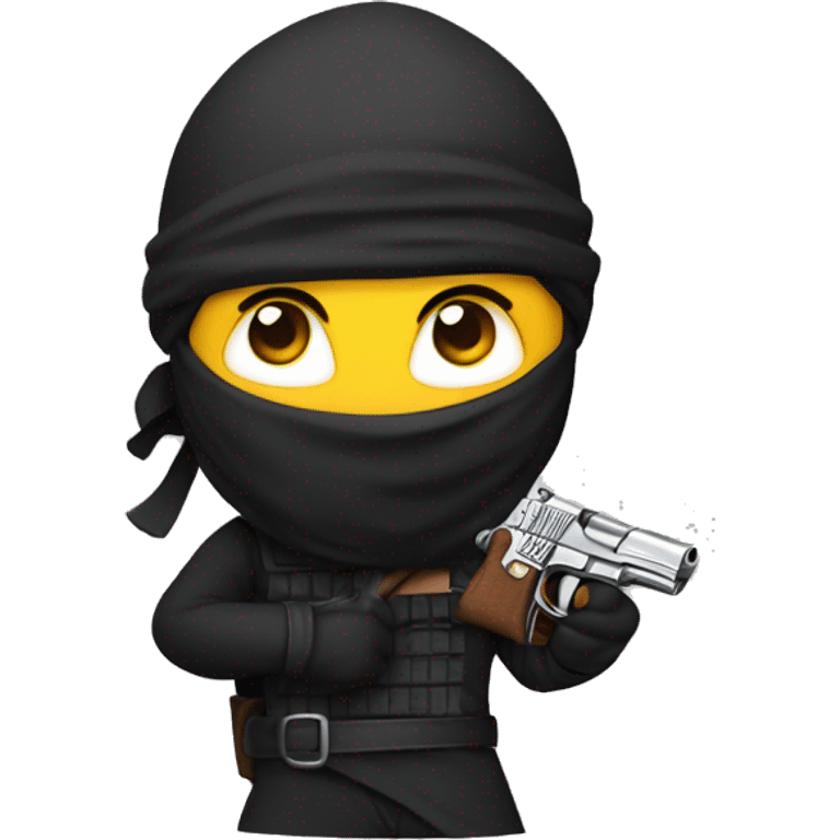 Ninja holdig a pistol emoji