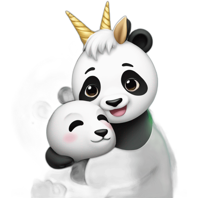 Panda hugging unicorn emoji