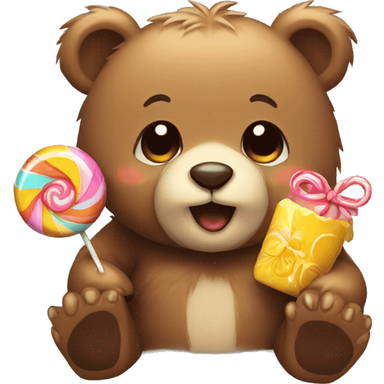 little bear with candy emoji