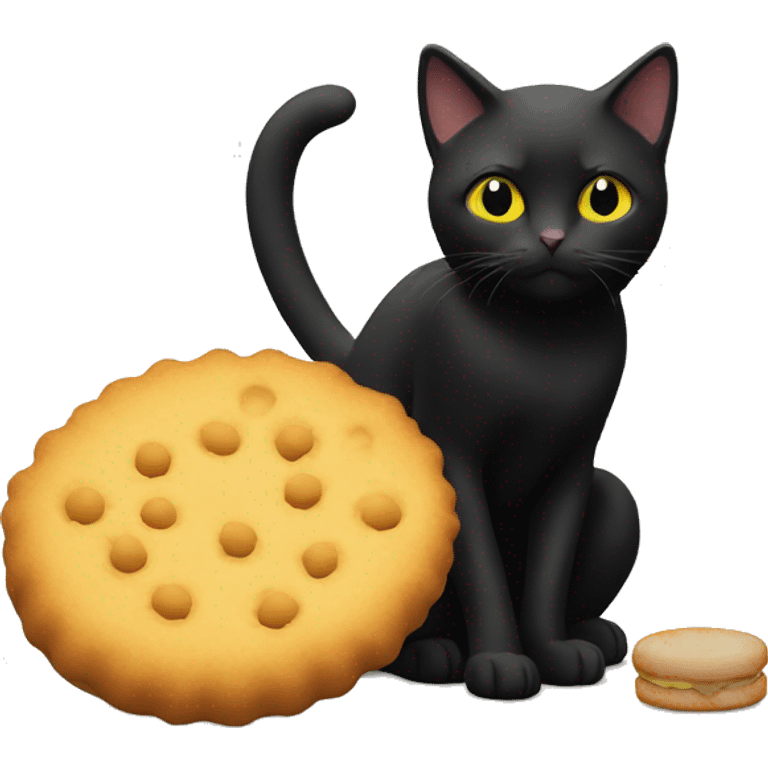 chat noir devant ses croquettes emoji