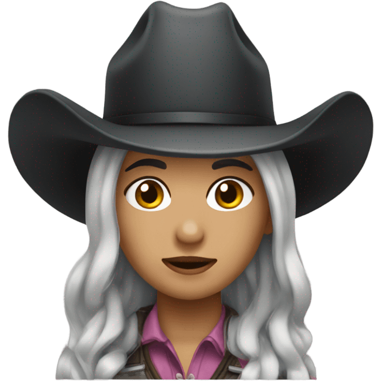 Cowgirl gray hair black hat emoji