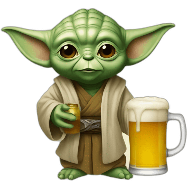 yoda with a beer emoji