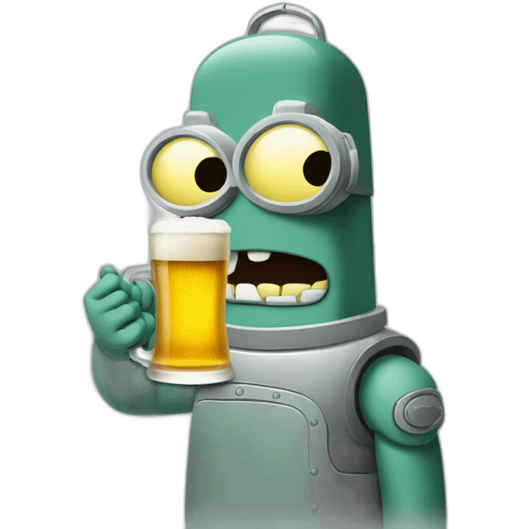 Bender of Futurama with a beer emoji