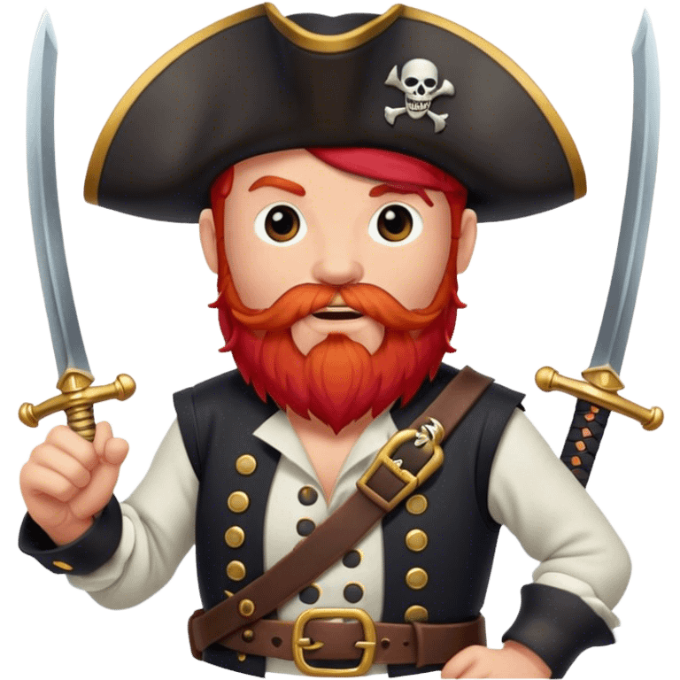 Pirate with red beard and swords emoji