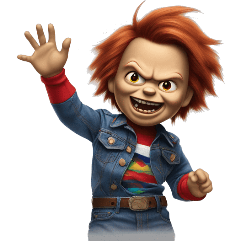 Chucky el muñeco diabólico  bailando gracioso emoji