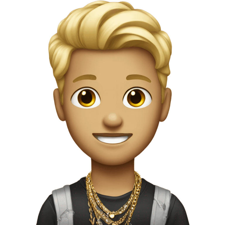 blonde boy in stylish jewelry emoji