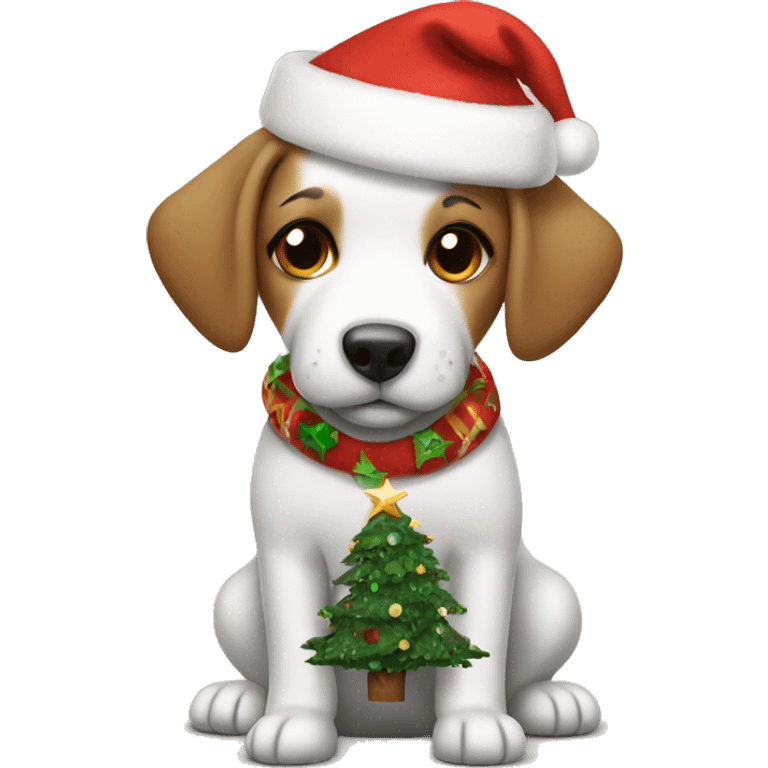 Dog with a Christmas tree dress ￼ emoji