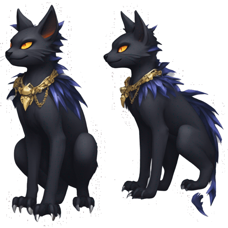 cool edgy evil pretty anthro godly legendary powerful colorful black shiny fantasy elegant nargacuga-bat-feline-Fakemon wearing a collar, techwear punk style, beautiful mane, full body emoji