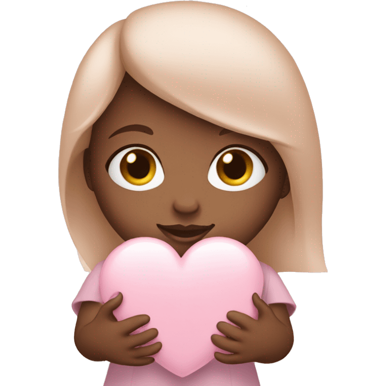 Girl holding baby pink heart emoji