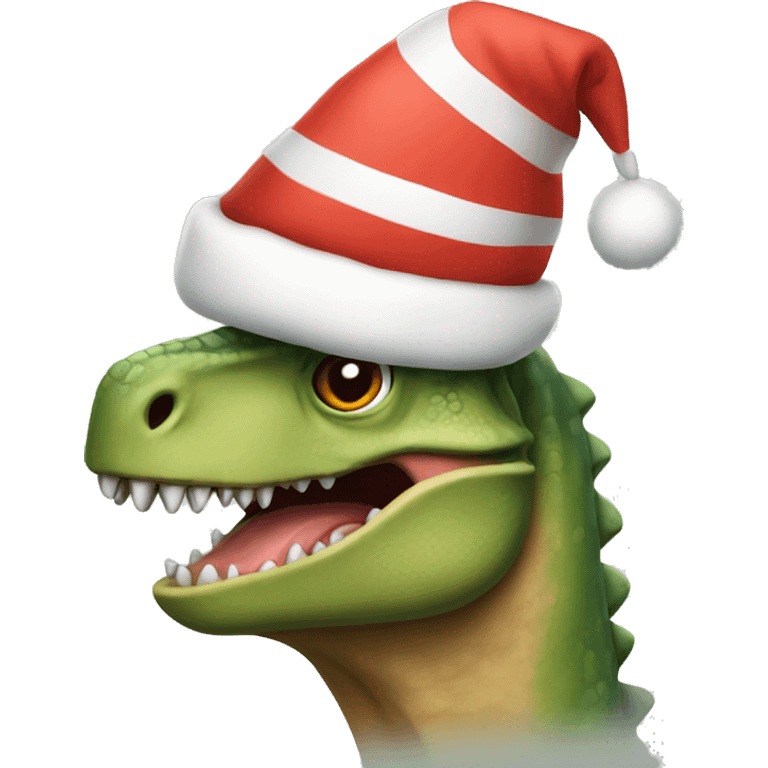 Dinosaur with Christmas hat  emoji