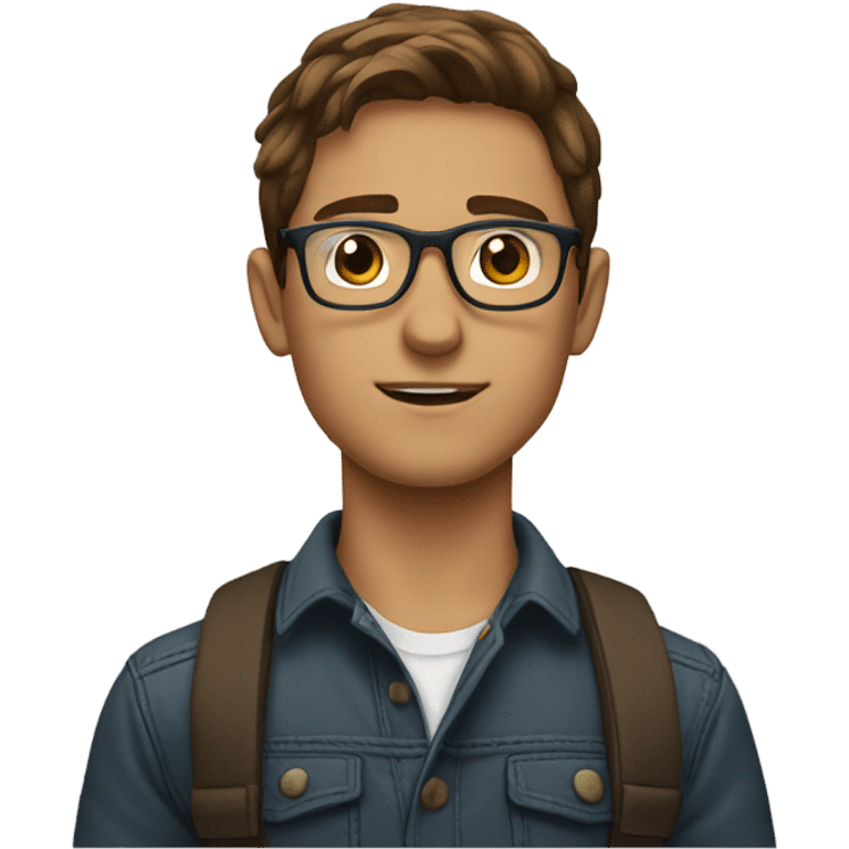 young man with brown hair and glasses emoji