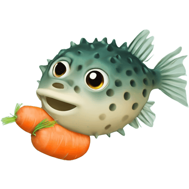 pufferfish with carrot in moutj emoji