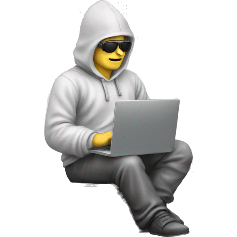 Italian statue hacker using a laptop emoji