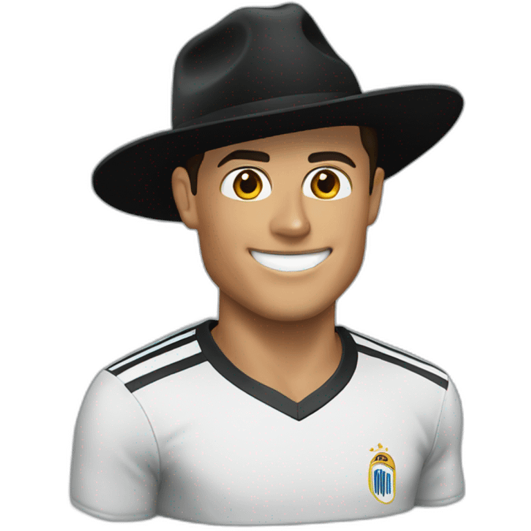 Cristiano Ronaldo with a black hat  emoji