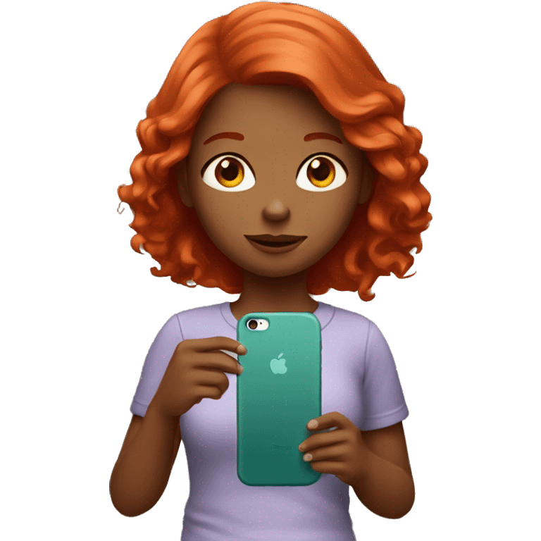 Red head girl holding iPhone  emoji