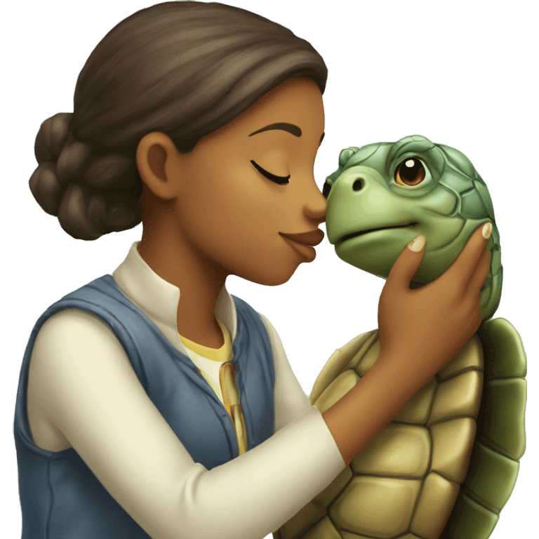 girl kisses turtle emoji