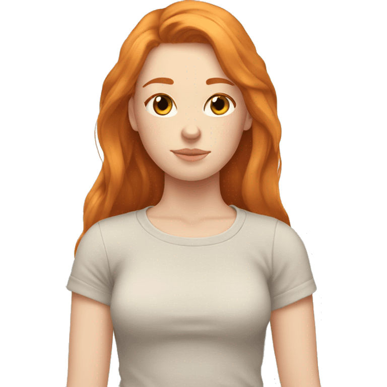 Aesthetic Ginger girl straight thick hair relaxing emoji