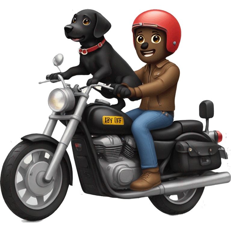 black lab riding motorbike emoji