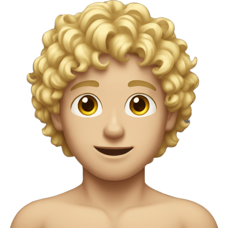 A shirtless boy, blonde hair, curly, realsistic emoji