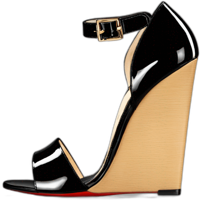 One WEDGE heel LOUBOUTIN black leather PATENT emoji