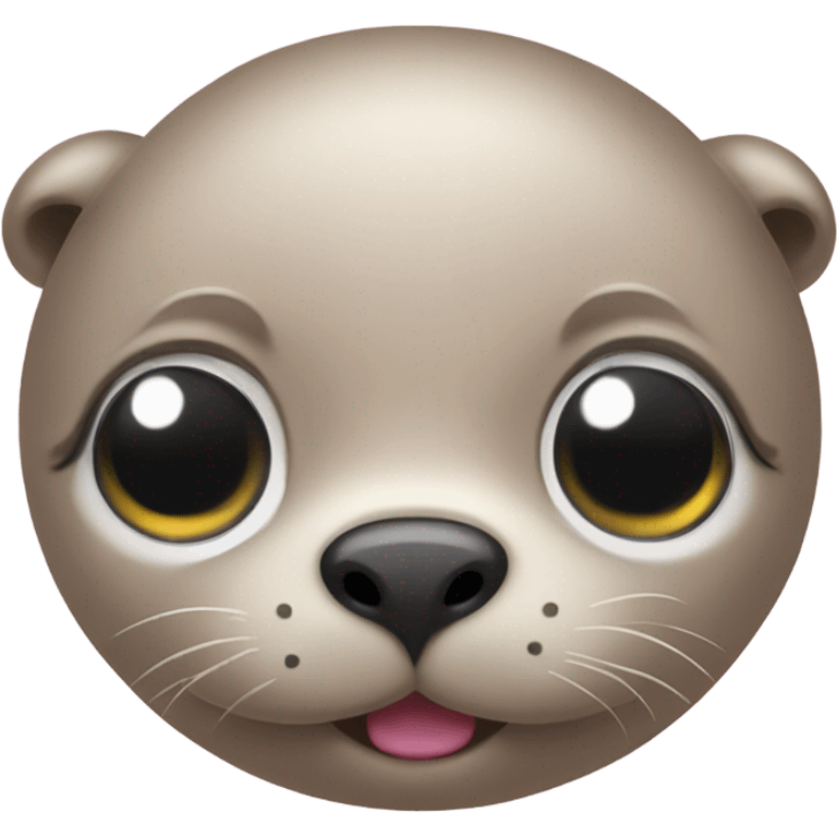 a cute seal with big eyes and s small mouth and nose in pink pijamas  emoji