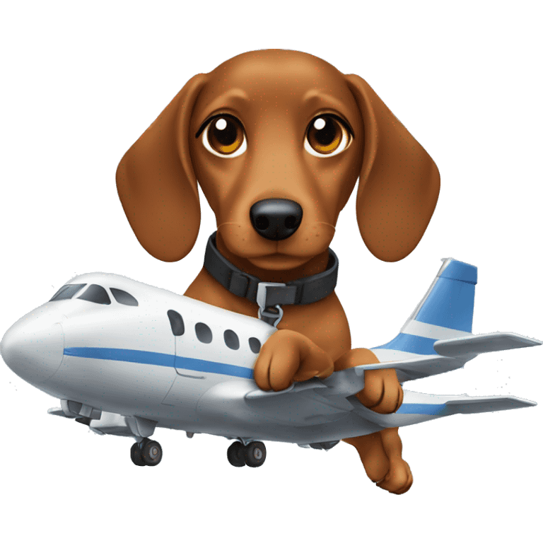 on a plane with a dachshund emoji