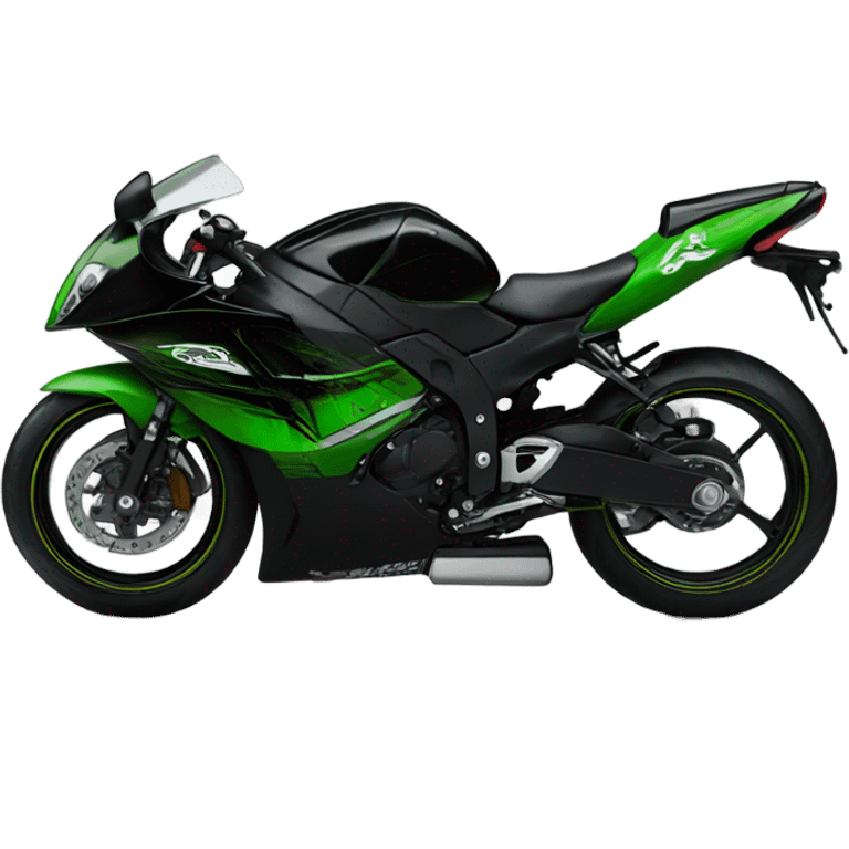 A 2006 kawsaki ninja z66r painted black and green emoji