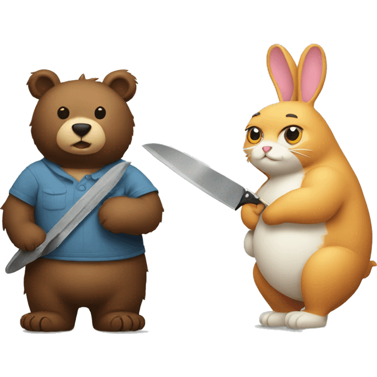 bear with knife and bunny with cat emoji