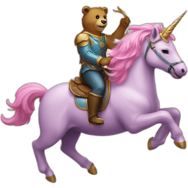 Bear riding a unicorn emoji