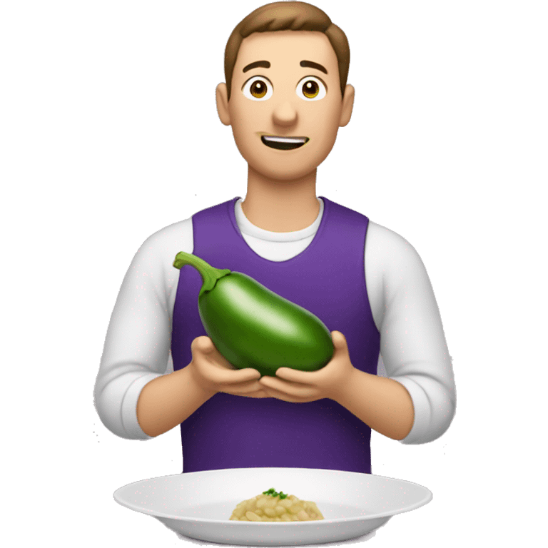 Men eating eggplant  emoji