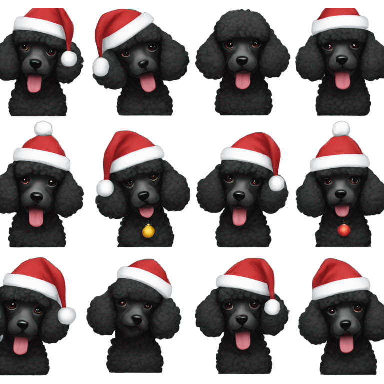 Black poodle Christmas  emoji