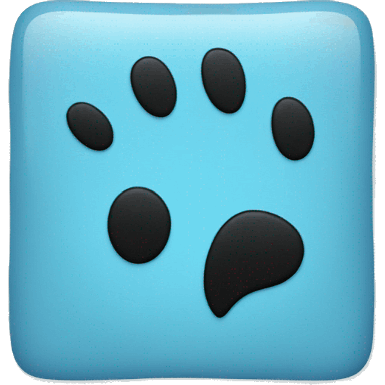 Baby blue square with a black panther paw print in the middle emoji