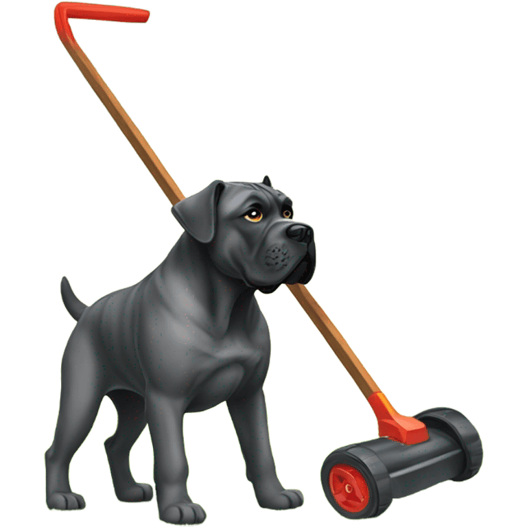 A Cane Corso mowing the lawn. emoji