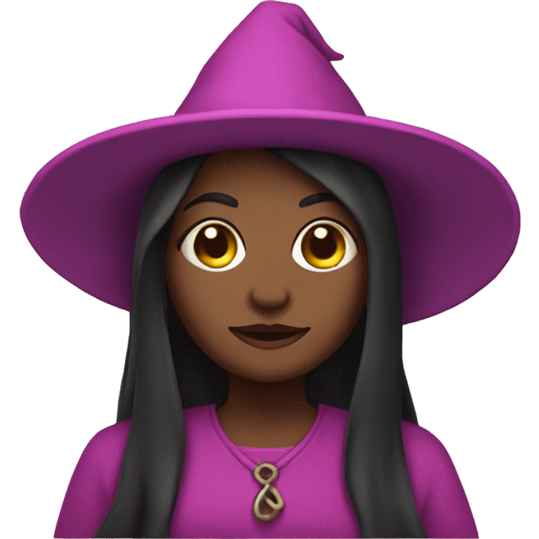 Witch wearing pink emoji