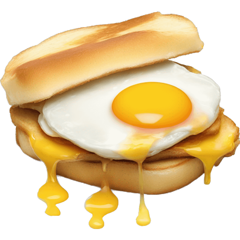 Fried egg sandwich with yolk dripping on the sides  emoji