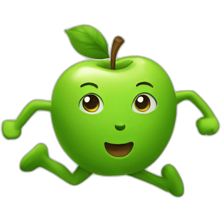 little green apple running  emoji