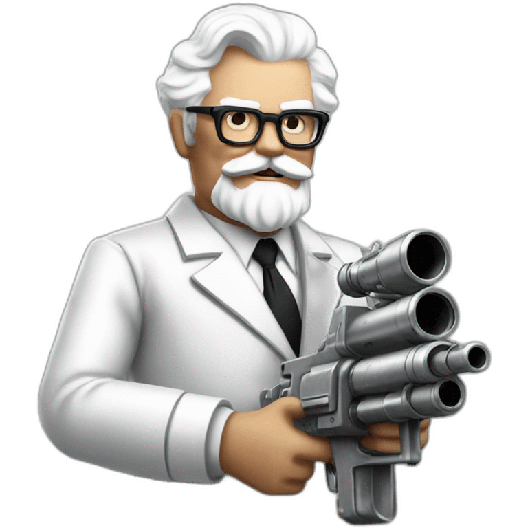 Colonel Sanders using a steel minigun emoji