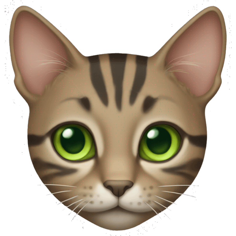 A male Tabby cat that’s brown with grey with green eyes  emoji