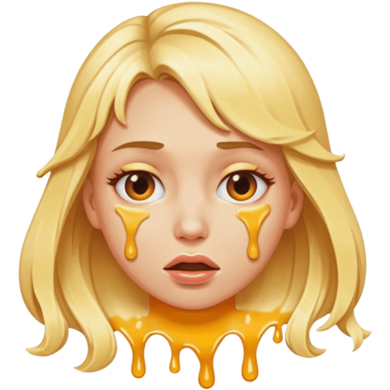 Blonde female melting face emoji