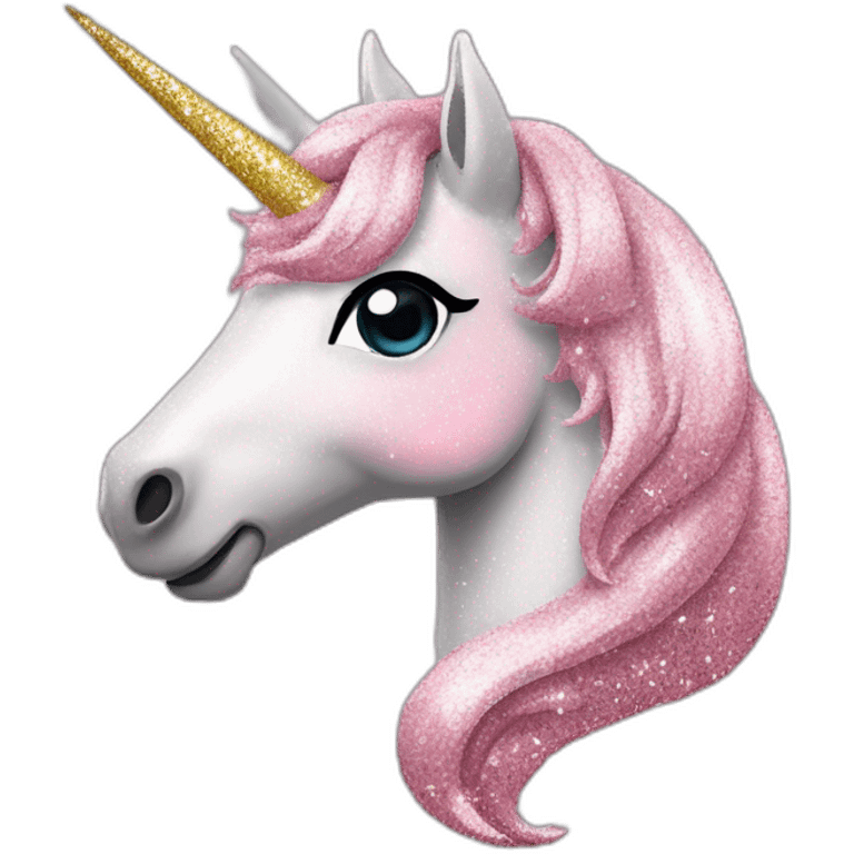 Licorne rose a paillettes emoji