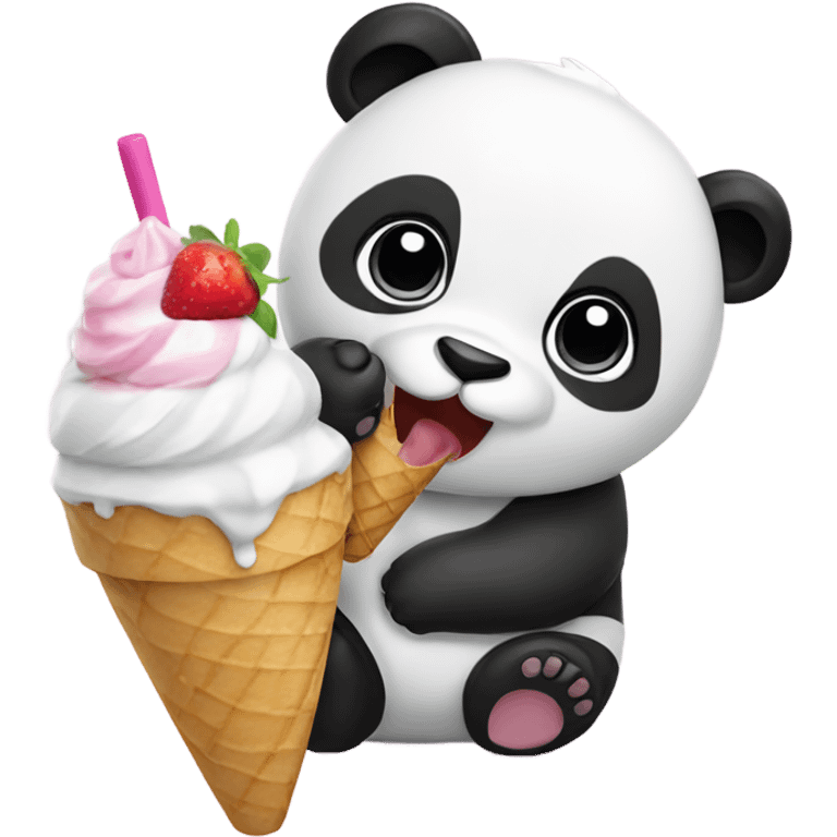 Panda eating ice cream emoji