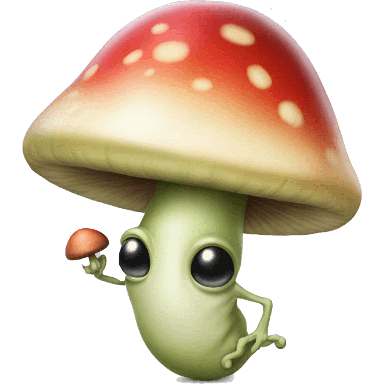 The Apple alien with a large mushroom as a hat emoji