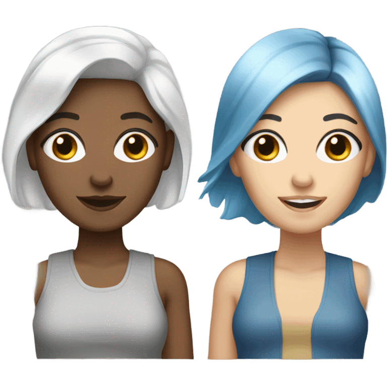 Black & blue haired white women emoji