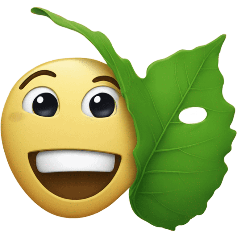 a leaf with a face emoji